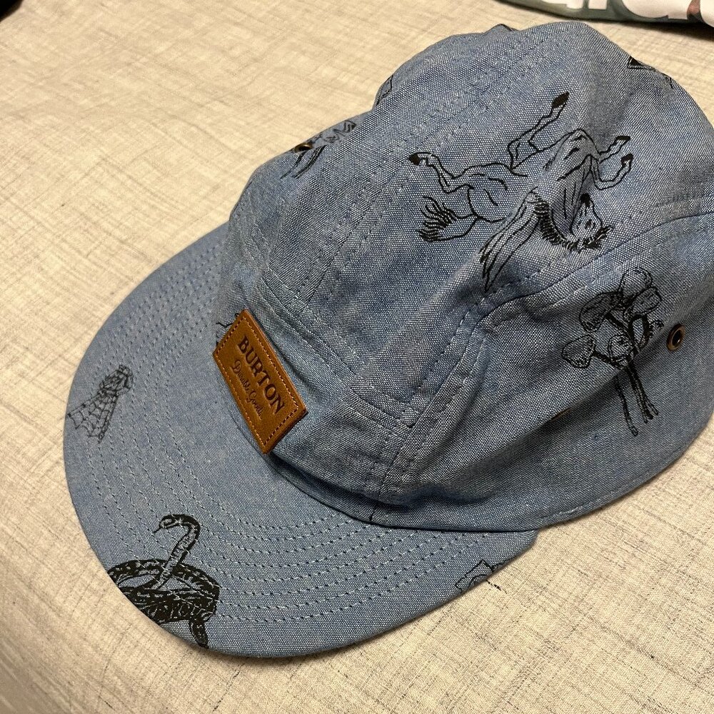 Burton Light Blue Denim Camper Hat with Black Prints